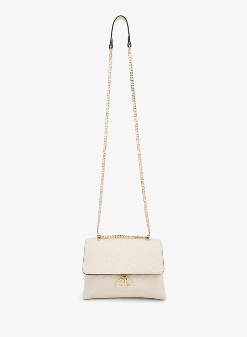 سيليست Monogram Debossed Crossbody Bag With Chain Strap