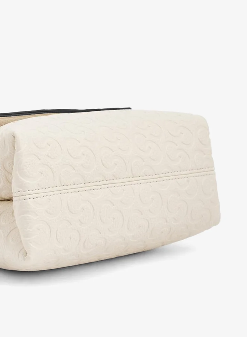 Celeste CREAM Monogram Debossed Crossbody Bag With Chain Strap for Women | Best Price UAE