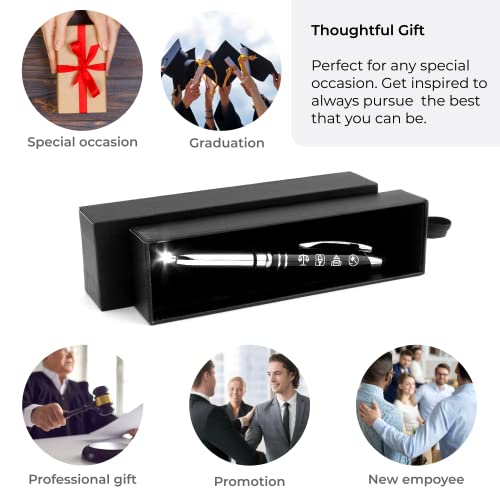 Inkstone "Law and Justice" Engraved Flashlight Pen with Stylus Tip - Gift for Police Officers, Lawyers, Legal Professionals, Civil Servants, Law Enforcement Gift Ideas - Image 3