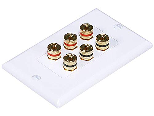 Monoprice 103538 Banana Binding Post Two-Piece Inset Wall Plate for 3 Speakers, Single PCS - Image 1