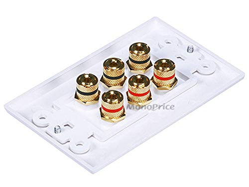 Monoprice 103538 Banana Binding Post Two-Piece Inset Wall Plate for 3 Speakers, Single PCS - Image 2