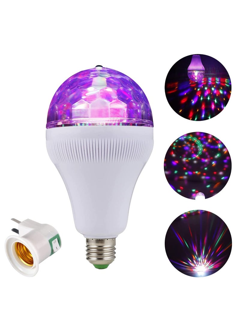 Excefore E27 Disco Light Bulb Rotating LED Party Bulb Strobe Light for Parties- 6W RGB Multi Crystal Disco Ball Light Strobe Bulb Decor for Birthday, Holiday, Club - Image 1