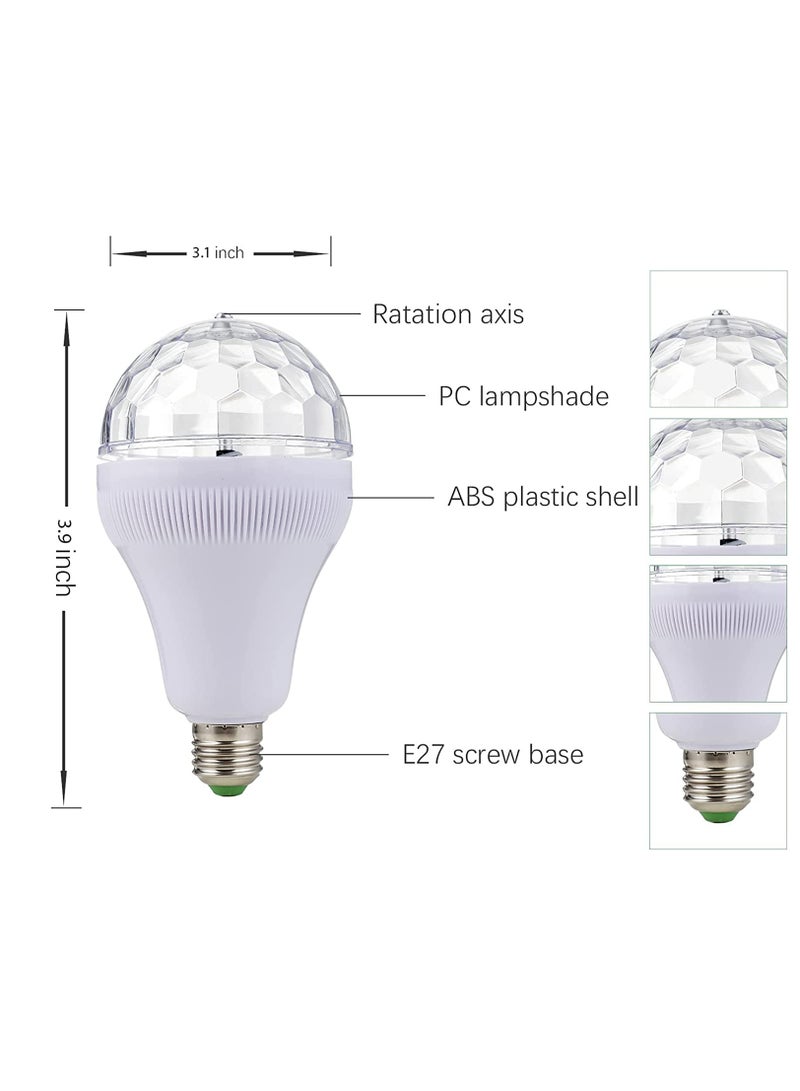 Excefore E27 Disco Light Bulb Rotating LED Party Bulb Strobe Light for Parties- 6W RGB Multi Crystal Disco Ball Light Strobe Bulb Decor for Birthday, Holiday, Club - Image 5