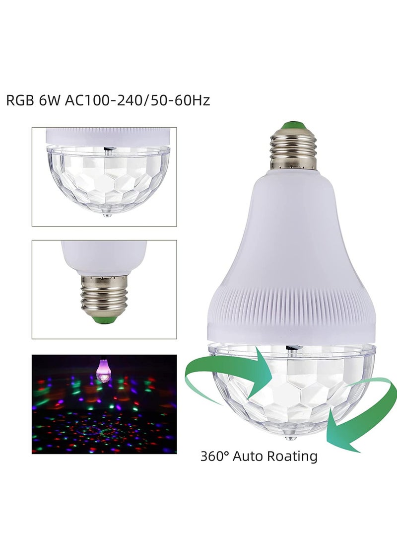 Excefore E27 Disco Light Bulb Rotating LED Party Bulb Strobe Light for Parties- 6W RGB Multi Crystal Disco Ball Light Strobe Bulb Decor for Birthday, Holiday, Club - Image 4
