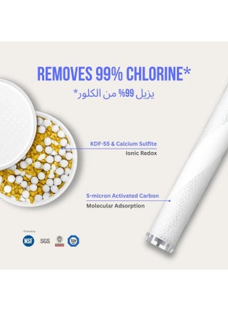 Marjo 1+1 Shower Filter Refill – 5µm Activated Carbon, KDF-55 & Calcium Sulfite | Lab-Tested Dual-Stage Filtration for Chlorine Removal | High-Pressure Handheld Showers | Healthier Skin & Hair - view 3