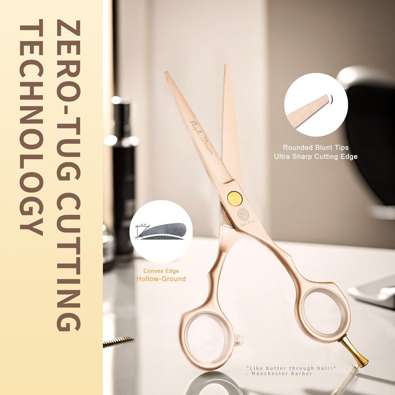 Purple Dragon 5.5 inch Hair Cutting Scissors Set with Razor, Leather Scissors Case, Barber Hair Cutting Shears Hair Thinning/Texturizing Shears for Professional Hairdresser or Home Use (Rose Gold) - Image 4