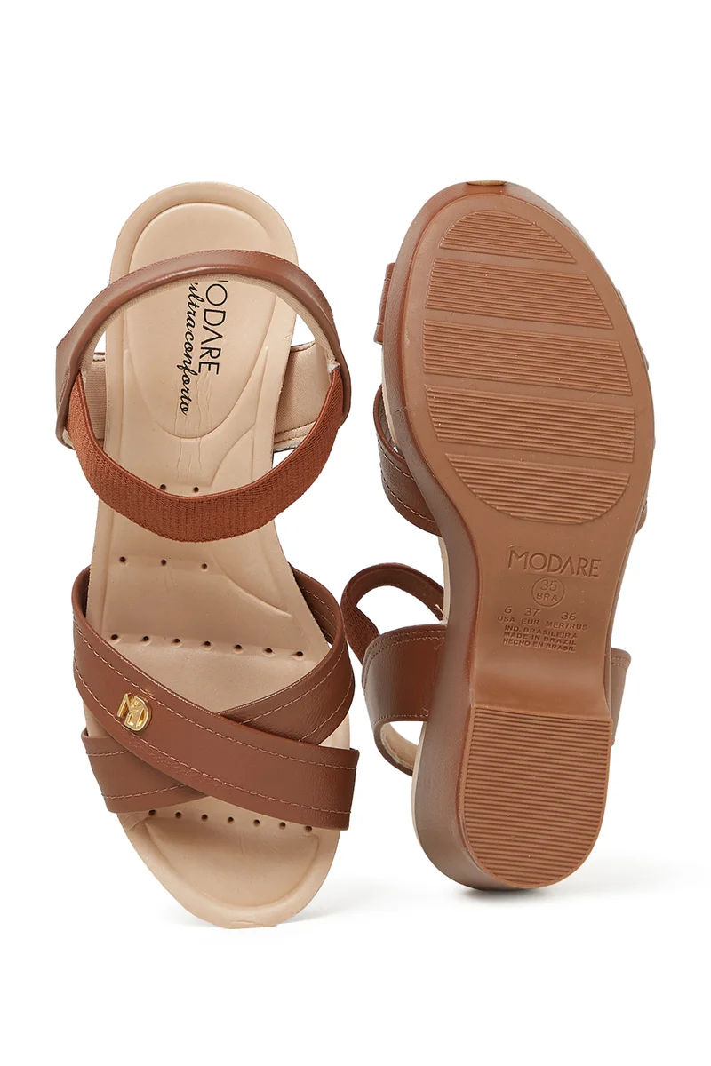 Modare  MODARE Mid Heel Sandals for Ladies – BEIGE Sandals with Ankle Strap | Comfortable PU Upper & TPR Sole for Women | Best Price UAE
