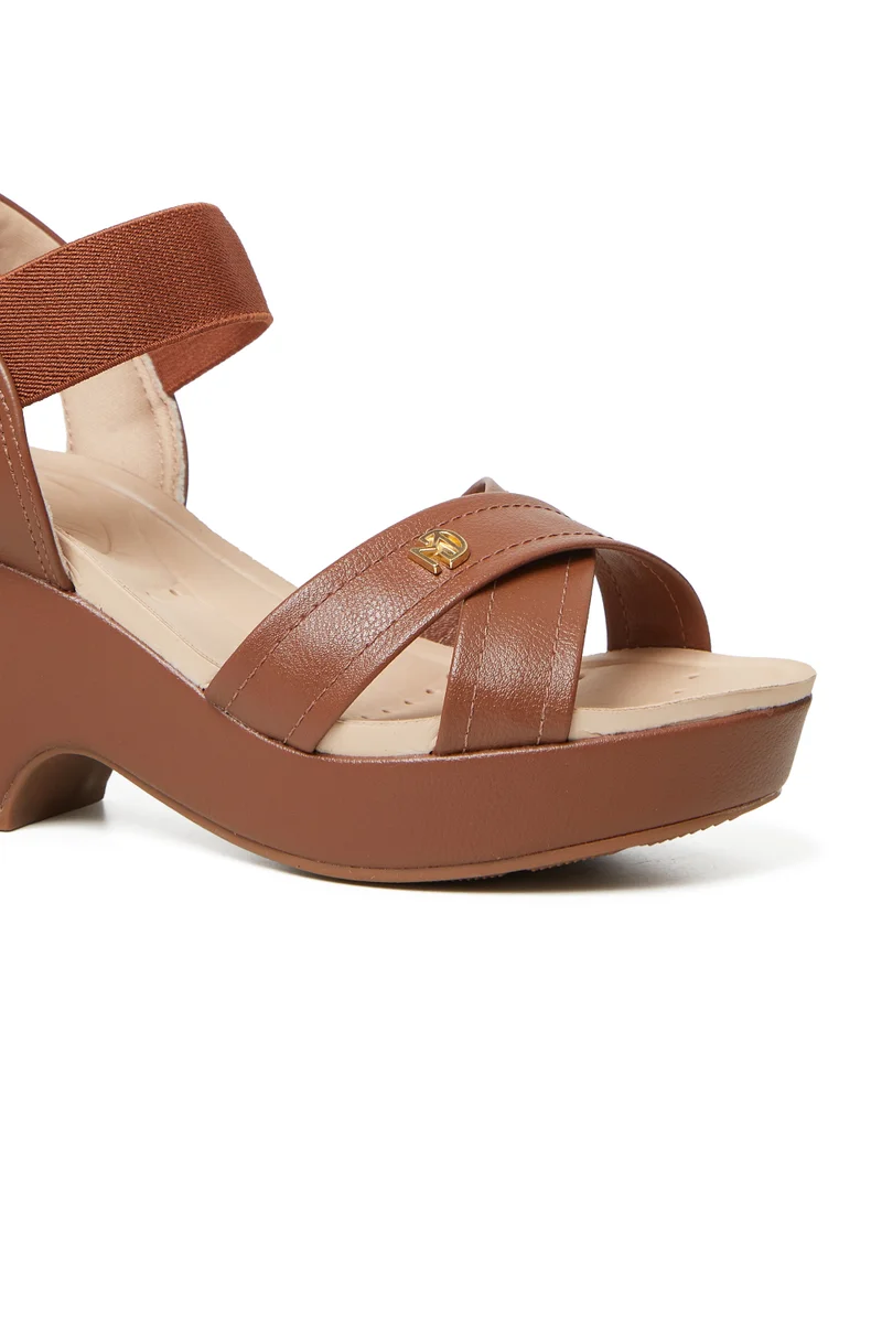 Modare  MODARE Mid Heel Sandals for Ladies – BEIGE Sandals with Ankle Strap | Comfortable PU Upper & TPR Sole for Women | Best Price UAE