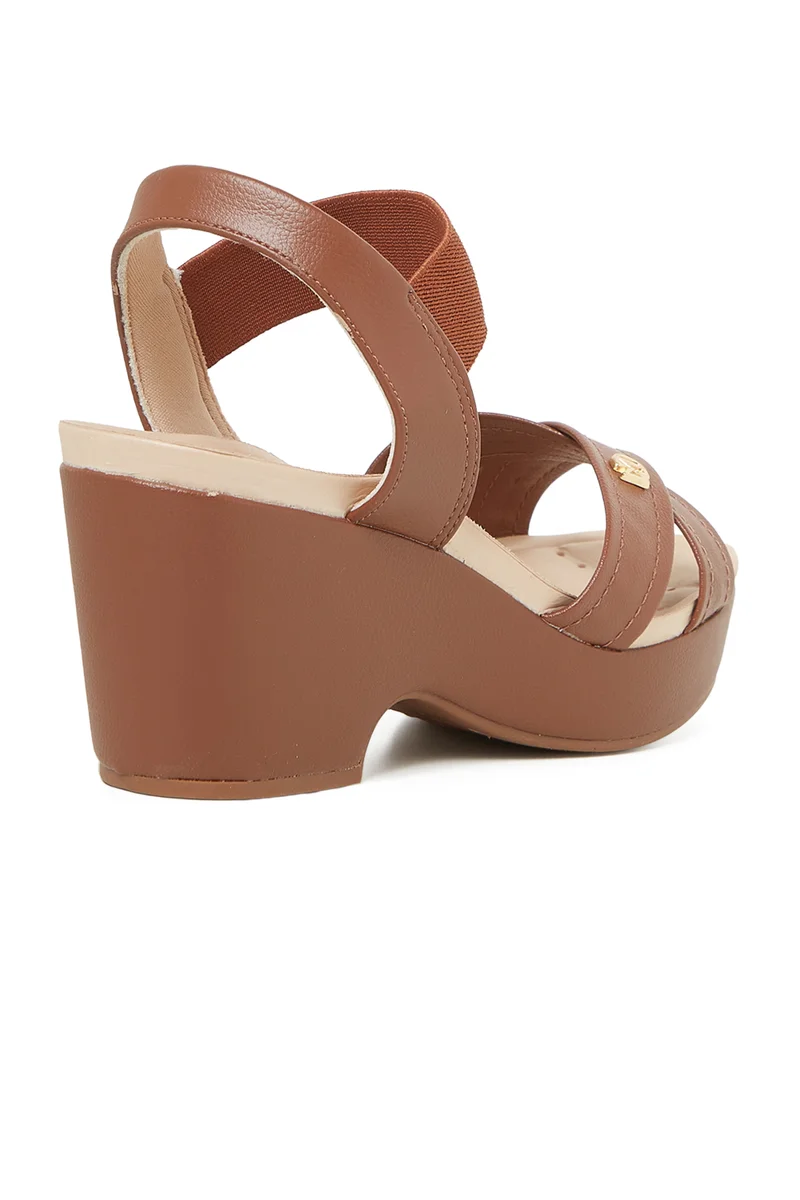 Modare  MODARE Mid Heel Sandals for Ladies – BEIGE Sandals with Ankle Strap | Comfortable PU Upper & TPR Sole for Women | Best Price UAE
