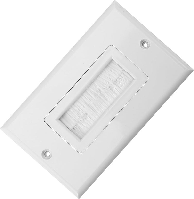 Brush Wall Plate, Cable Entry Port Cover with Design for Dust Protection, Standard Fitting for Plaster Board and Stud Wall Brackets, with Screws Included (stand-up) - Image 3
