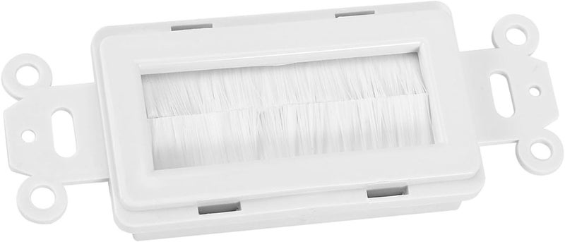 Brush Wall Plate, Cable Entry Port Cover with Design for Dust Protection, Standard Fitting for Plaster Board and Stud Wall Brackets, with Screws Included (stand-up) - Image 1