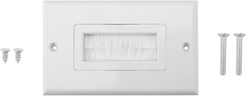 Brush Wall Plate, Cable Entry Port Cover with Design for Dust Protection, Standard Fitting for Plaster Board and Stud Wall Brackets, with Screws Included (stand-up) - Image 4