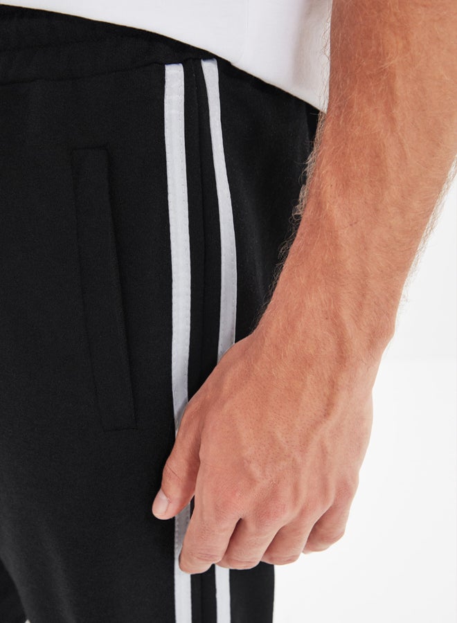 trendyol Black Regular Cut Striped Zipper Pocket Elastic Leg Jogger Sweatpants - Image 4