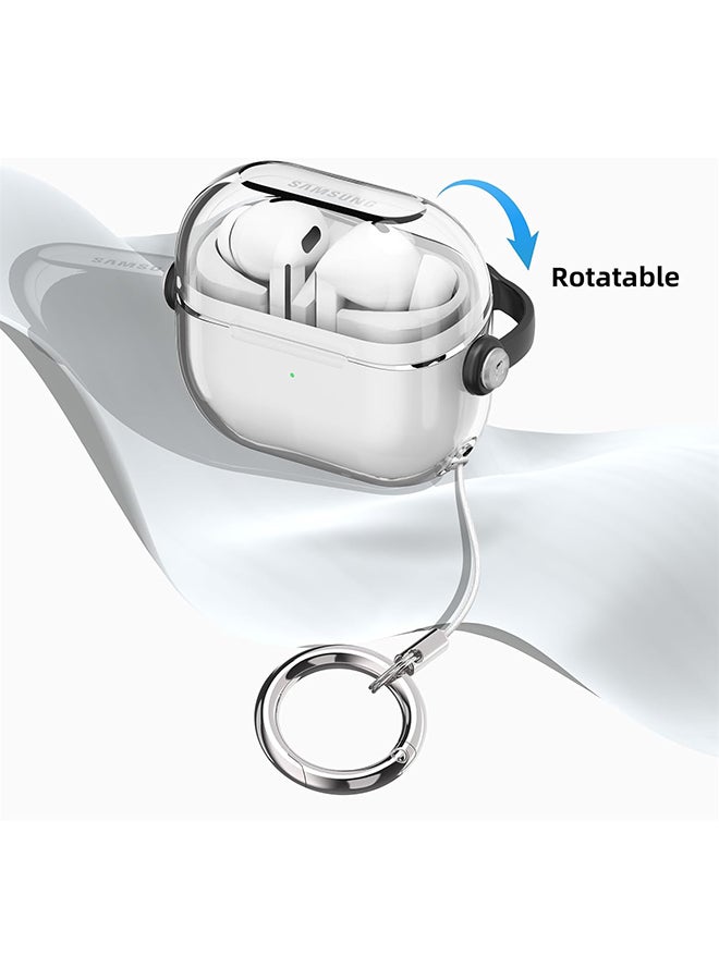 O Ozone For Samsung Galaxy Buds3 Case & Galaxy Buds 3 Pro Case Cover , Holder Clip Shockproof Flexible TPU Protection Case with Carabiner- Black  - Image 5