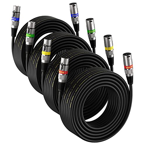 EBXYA XLR Cable 20ft 4 Pack - Mic Cables Balanced DMX Cable Male to Female Suitable for Microphones, Radio Station, Stage Lighting - Image 1