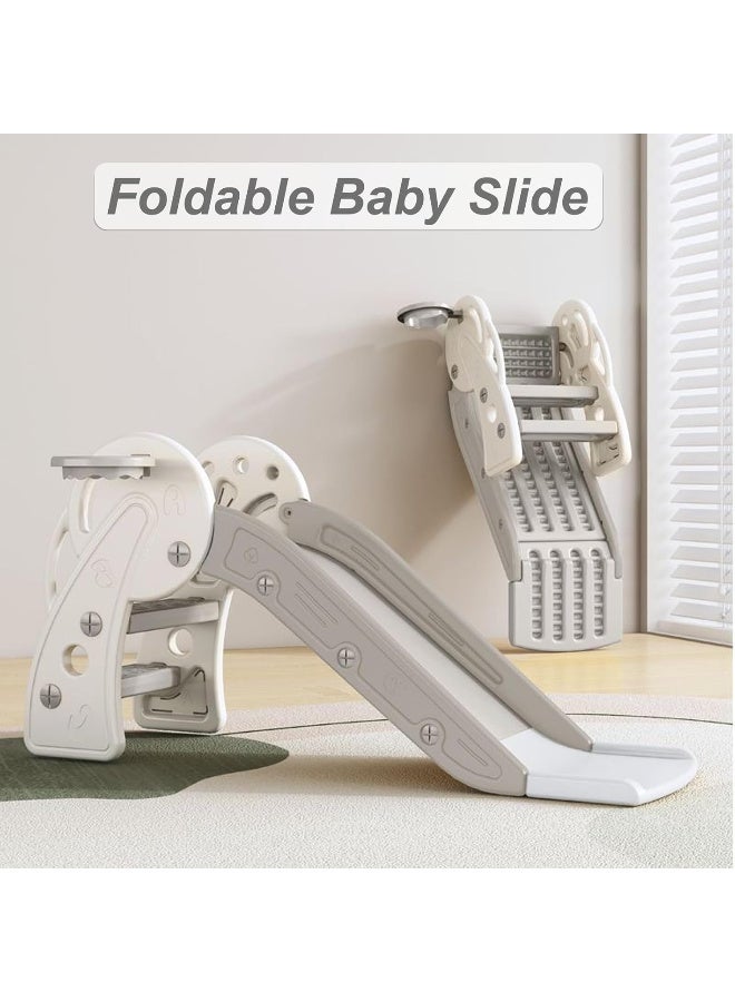 عالية الجودة زحليقة للأطفال، زحليقة تسلق للأطفال الصغار مع حلقة كرة سلة، مجموعة لعب للأطفال بمنحدر طويل، للأولاد والبنات من عمر 0 ​​إلى 4 سنوات، ملعب قوي للاستخدام الداخلي والخارجي - Image 2