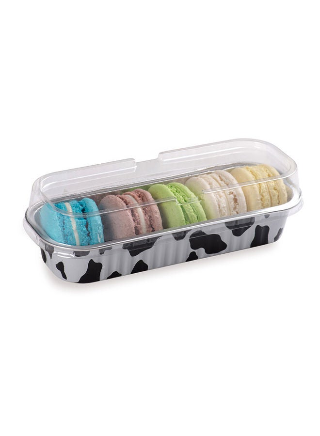 Restaurantware 6.5 x 2.6 x 1.2 Inch Disposable Loaf Pans With Lids, 100 Rectangle Disposable Bread Pans - Dome Lid, Oven-Safe, Cow Print Aluminum Meatloaf Pans, Freezable, For Baking And Serving  - Image 5