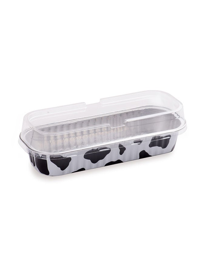 Restaurantware 6.5 x 2.6 x 1.2 Inch Disposable Loaf Pans With Lids, 100 Rectangle Disposable Bread Pans - Dome Lid, Oven-Safe, Cow Print Aluminum Meatloaf Pans, Freezable, For Baking And Serving  - Image 4