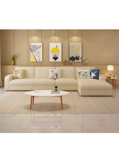 Al Home 5 Seater L-shape Sofa Velvet 300×170×80 Cm - Beige  - Image 1
