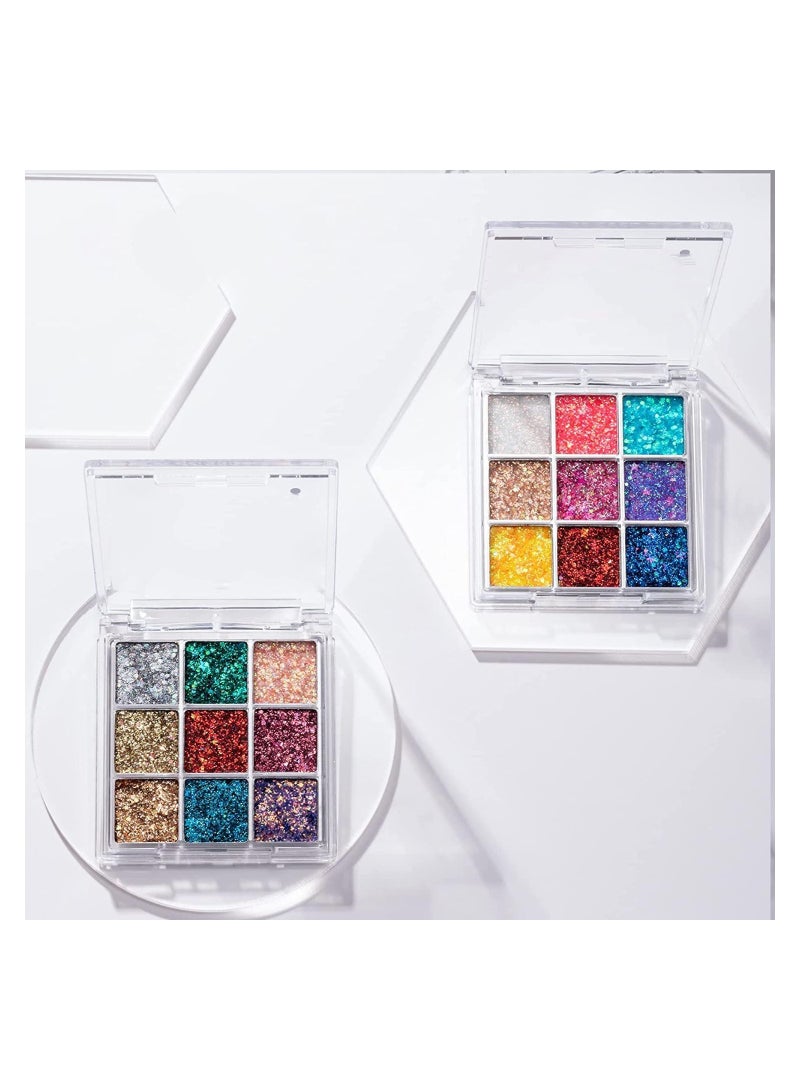 SYOSI Glitter Eyeshadow Palette, 9 Colors Body Glitter Glue Gel Palette Colorful Shimmer Sparkle Eyeshadow Long Lasting Highly Pigmented Waterproof Professional Glitter Eyeshadow - Image 4