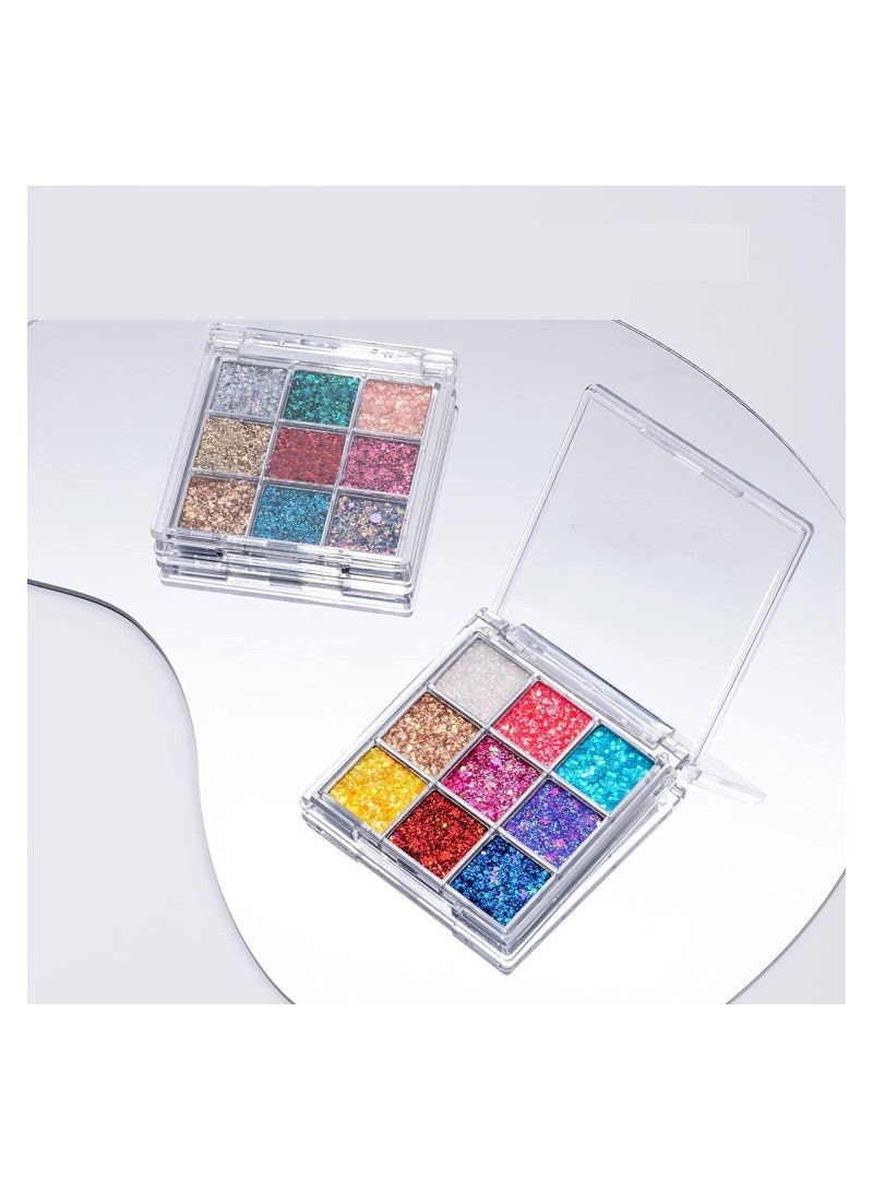SYOSI Glitter Eyeshadow Palette, 9 Colors Body Glitter Glue Gel Palette Colorful Shimmer Sparkle Eyeshadow Long Lasting Highly Pigmented Waterproof Professional Glitter Eyeshadow - Image 5