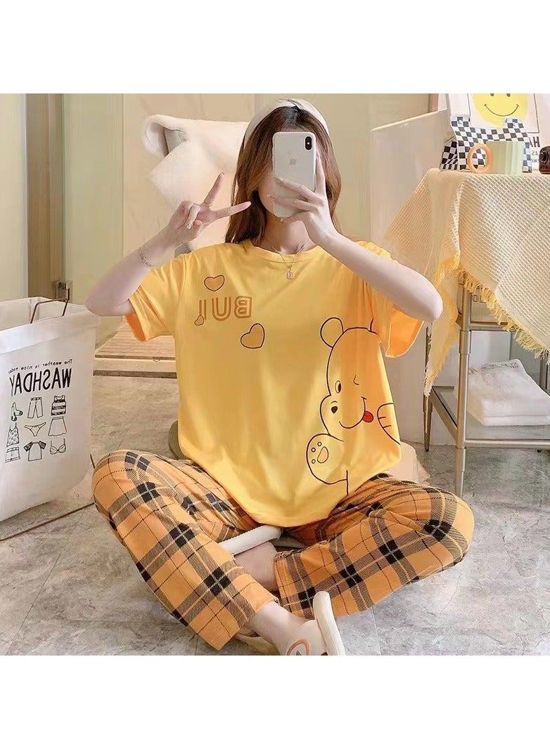 DubaiGallery Women's Collared Neck With Short Sleeve Pyjama Set