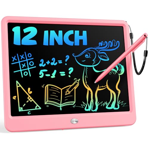 Bravokids 12 Inch LCD Writing Tablet for 3 Year Olds Electronic Drawing Pad and Doodle Board as Educational Birthday Gifts for Girls and Boys Pink - Image 1