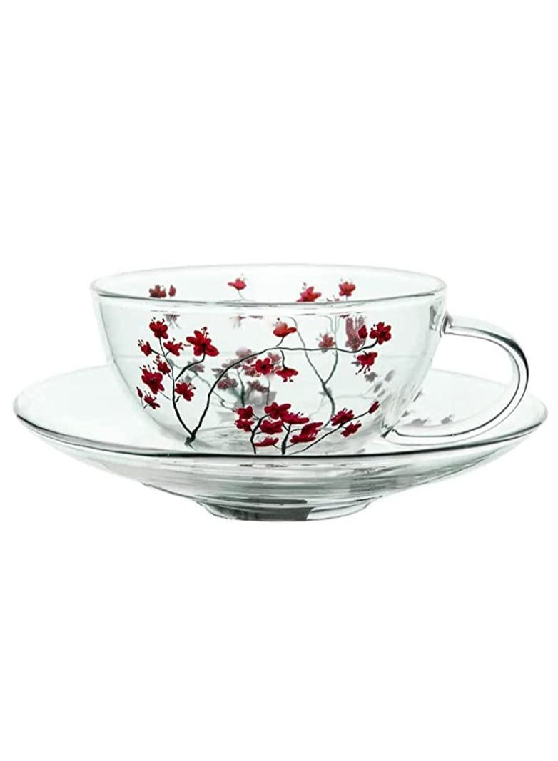 تيلاند كوب فلوريت متين وصحن زهر الكرز لمشروبات القهوة المتخصصة كافيه موكا 0.185 لتر - Image 2