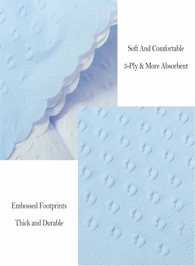 Crisky 3 Ply Baby Shower Napkins for Boy, 50 Pack Embossed Footprints Blue Napkins for Dusty Blue Jean Boy Baby Shower Decorations, Disposable Paper Cocktail Napkin, and Not Easily Torn - Image 3
