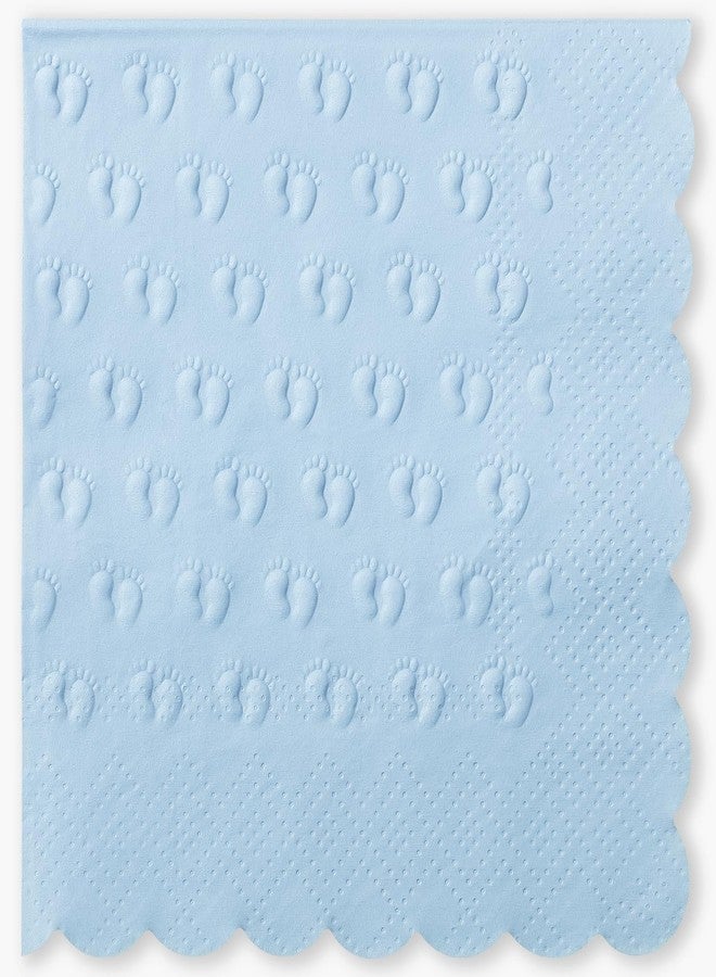 Crisky 3 Ply Baby Shower Napkins for Boy, 50 Pack Embossed Footprints Blue Napkins for Dusty Blue Jean Boy Baby Shower Decorations, Disposable Paper Cocktail Napkin, and Not Easily Torn - Image 1