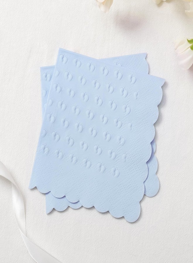 Crisky 3 Ply Baby Shower Napkins for Boy, 50 Pack Embossed Footprints Blue Napkins for Dusty Blue Jean Boy Baby Shower Decorations, Disposable Paper Cocktail Napkin, and Not Easily Torn - Image 4