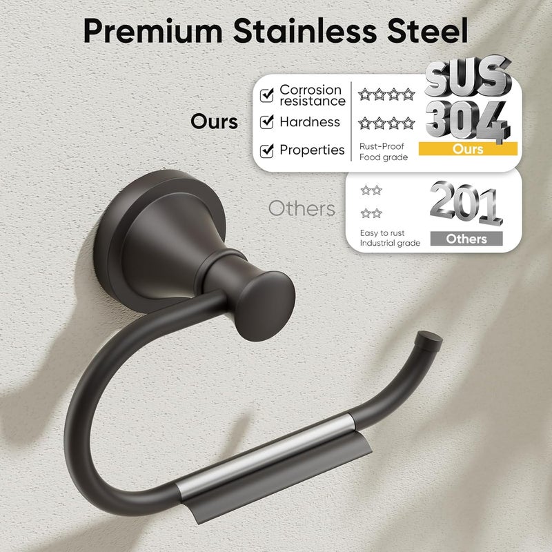 BESy Matte Black Toilet Tissue Paper Holder Matte Black Bathroom Accessories Toilet roll Paper Hanger, Wall Mounted, Rustproof - Image 3