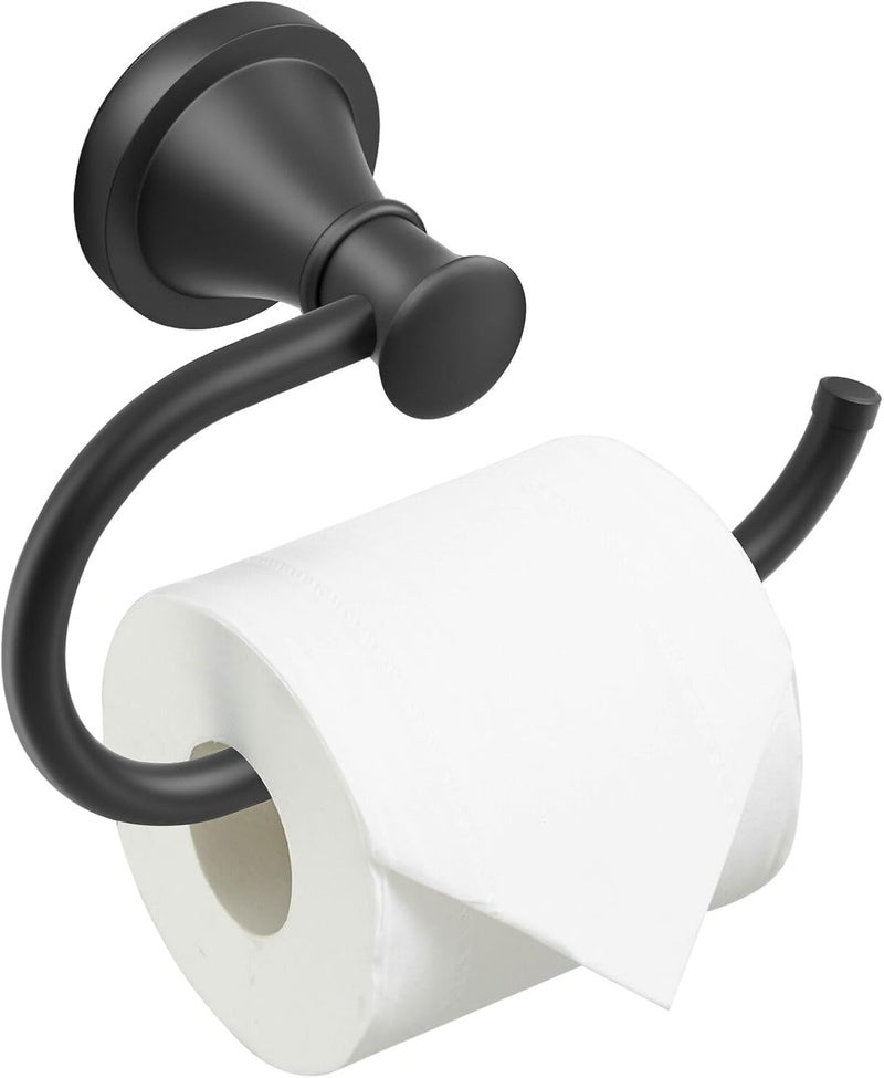 BESy Matte Black Toilet Tissue Paper Holder Matte Black Bathroom Accessories Toilet roll Paper Hanger, Wall Mounted, Rustproof - Image 1