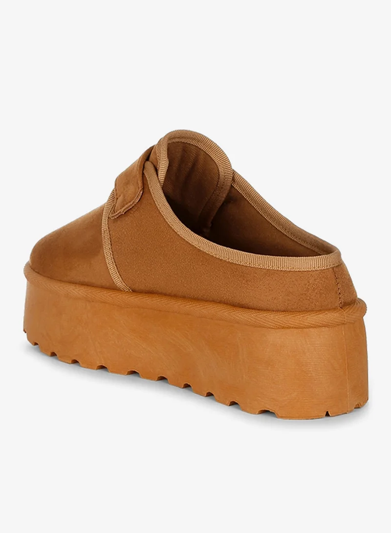 London Rag Tan Buckle Strap Platform Classic Slip-On in Tan for Women | Best Price UAE