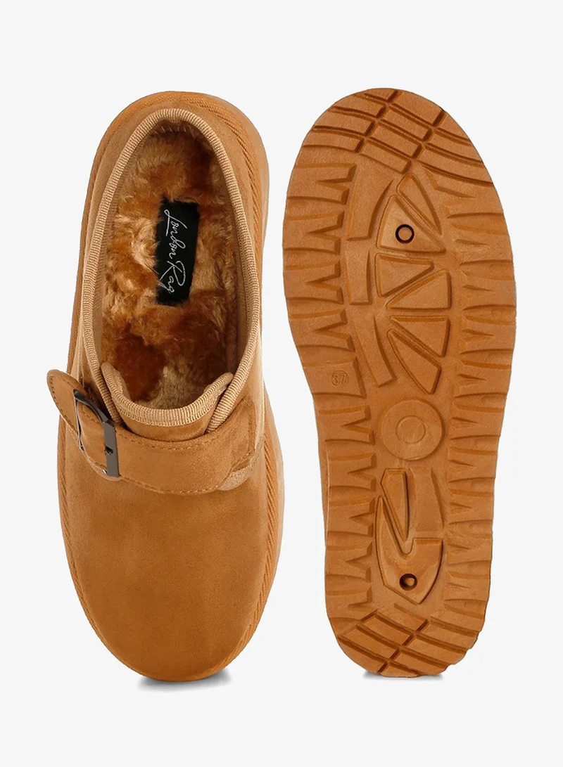 London Rag Tan Buckle Strap Platform Classic Slip-On in Tan for Women | Best Price UAE
