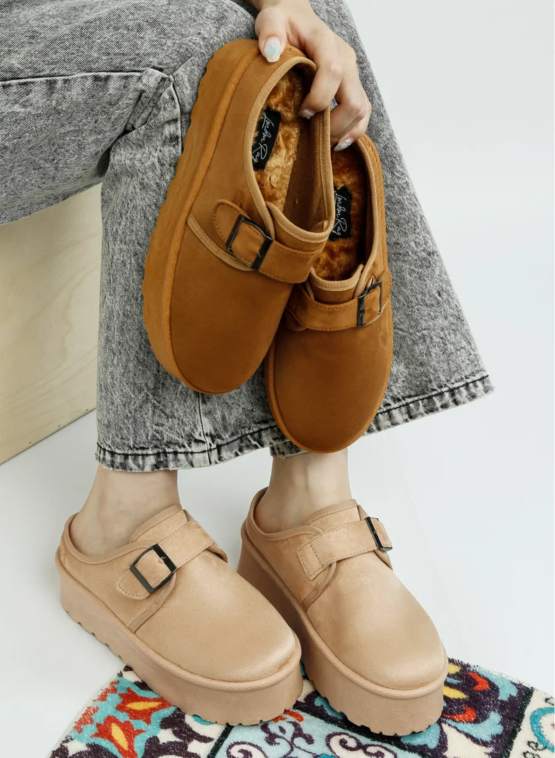 London Rag Tan Buckle Strap Platform Classic Slip-On in Tan for Women | Best Price UAE