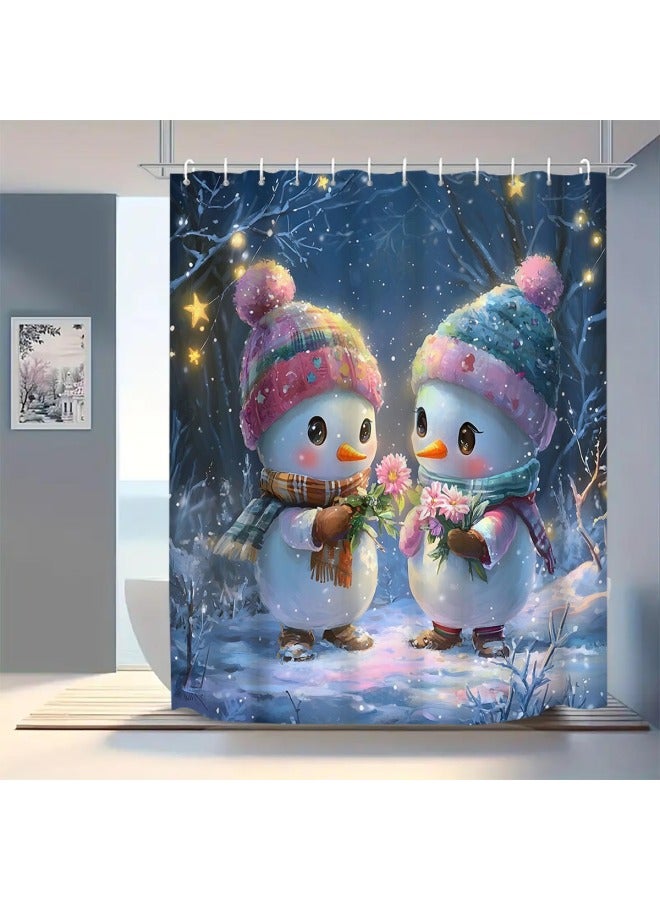 Plaid Waterproof Shower Curtain, Mildew-proof Bathroom Toilet Shower Parion Curtain