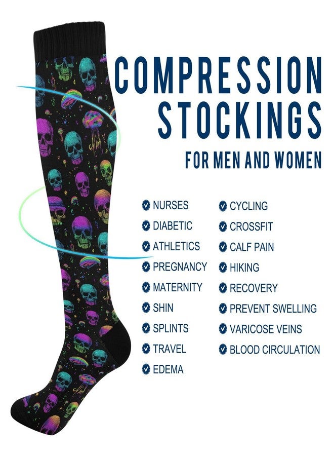 Wusikd Mushrooms Skulls Compression Socks for Women and Men Circulation Colorful Long Socks for Athletic Running 1 - Image 5