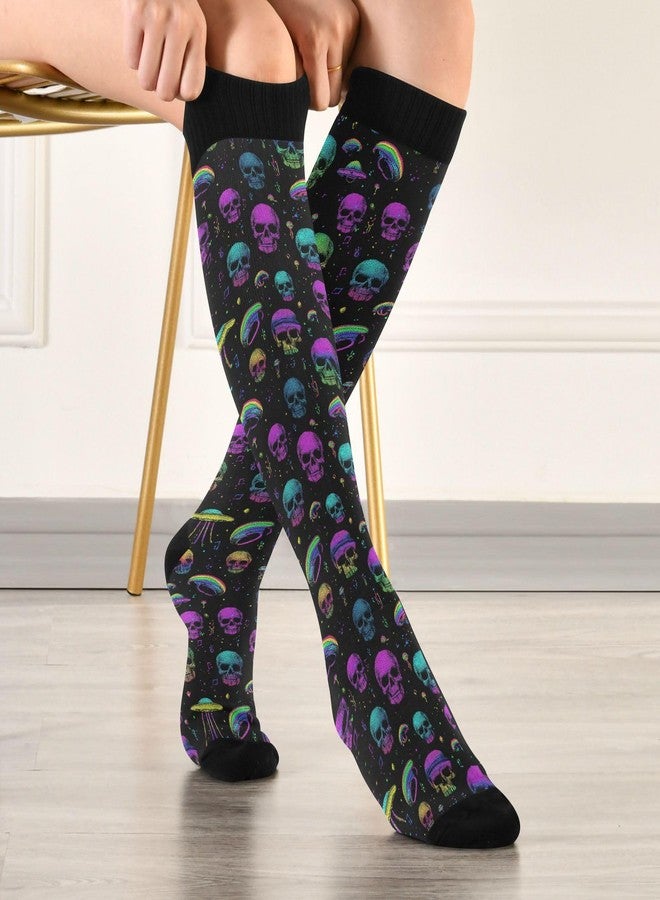 Wusikd Mushrooms Skulls Compression Socks for Women and Men Circulation Colorful Long Socks for Athletic Running 1 - Image 3