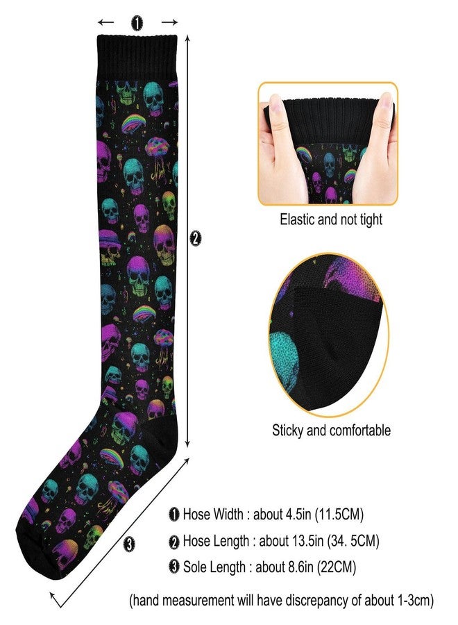 Wusikd Mushrooms Skulls Compression Socks for Women and Men Circulation Colorful Long Socks for Athletic Running 1 - Image 4