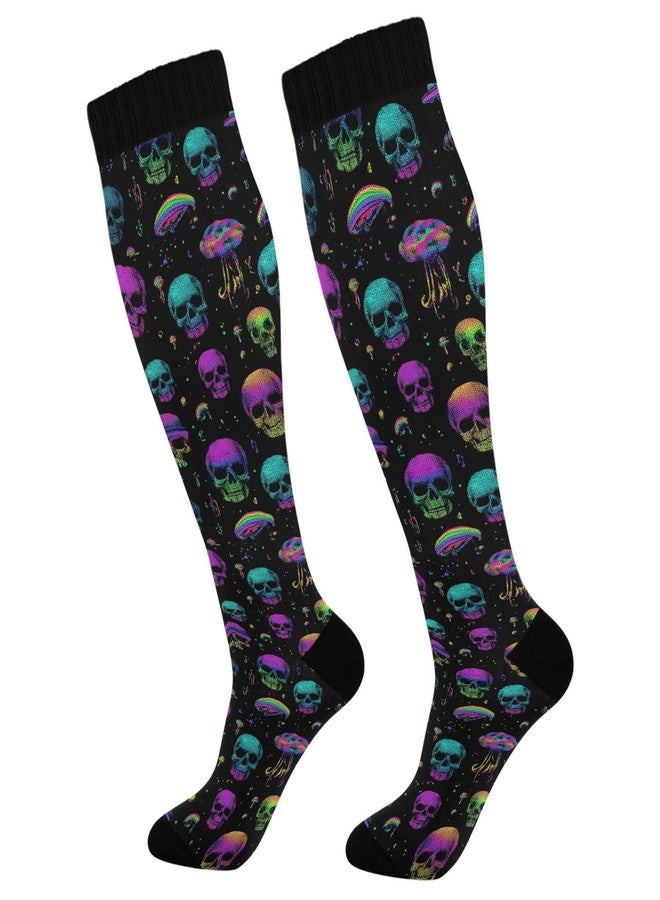Wusikd Mushrooms Skulls Compression Socks for Women and Men Circulation Colorful Long Socks for Athletic Running 1 - Image 1
