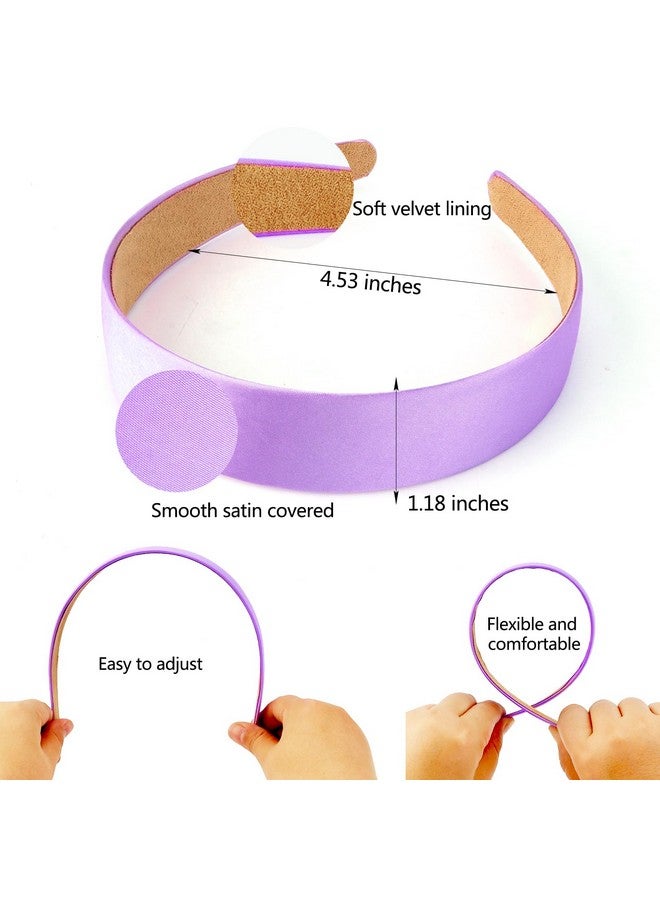 SuPoo Light Purple Headbands Satin Silk Purple Headbands For Women Girls 1.1 Inch Lavender Hard Head Band Non Slip Diy Hair Band Hoop Trendy Diademas Para Mujer Simple Solid Hairbands - Image 3