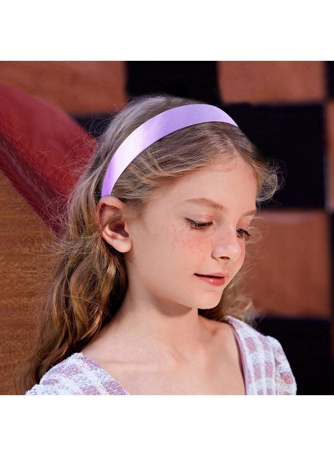 SuPoo Light Purple Headbands Satin Silk Purple Headbands For Women Girls 1.1 Inch Lavender Hard Head Band Non Slip Diy Hair Band Hoop Trendy Diademas Para Mujer Simple Solid Hairbands - Image 2