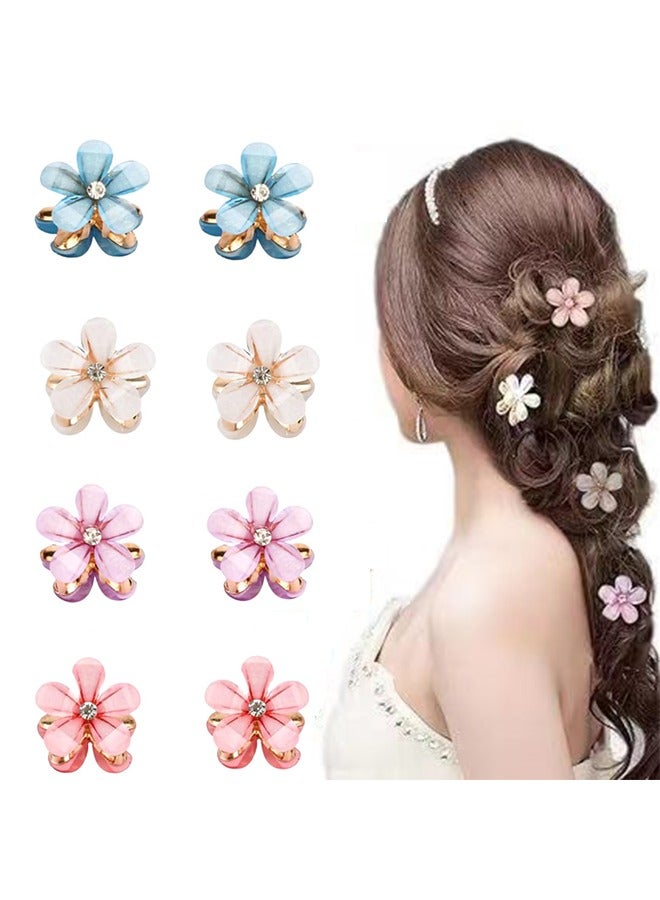 6 Pcs Small Mini Flower Claw Clips, Sweet Artificial Bangs Clips Decorative Hair Accessories for Women Girls - Image 1