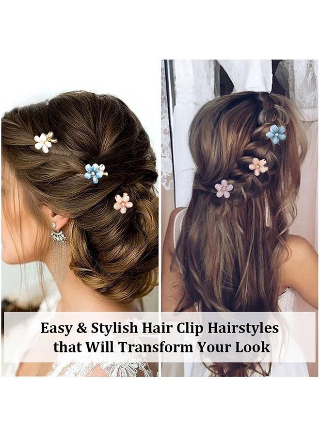 6 Pcs Small Mini Flower Claw Clips, Sweet Artificial Bangs Clips Decorative Hair Accessories for Women Girls - Image 3