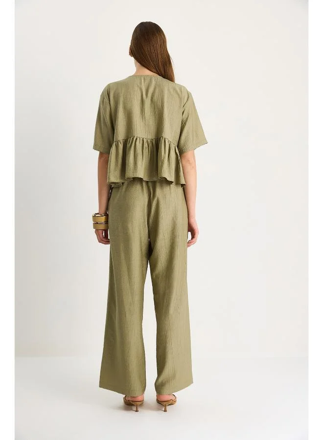 Ginger Tie Up Peplum Top & Pant Coord Set