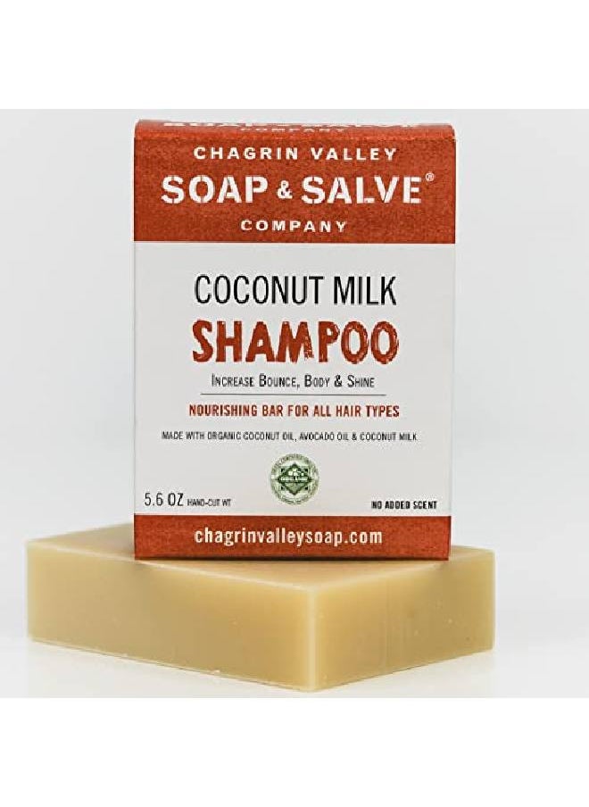 Chagrin Valley Soap & Salve - Organic l nut Milk Shampoo Bar nut Milk Softens Moisturizes Adds Body to Dry Frizzy Curly or Damaged Hair Vegan Zero Waste 5.6 OZ (159g) Bar - Image 1
