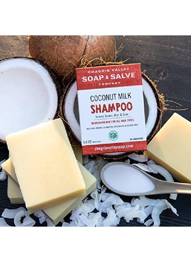 Chagrin Valley Soap & Salve - Organic l nut Milk Shampoo Bar nut Milk Softens Moisturizes Adds Body to Dry Frizzy Curly or Damaged Hair Vegan Zero Waste 5.6 OZ (159g) Bar - Image 1