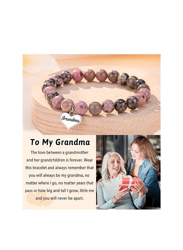 Heart Charm Bracelet for Grandma Mom Daughter Best Friend Sister Birthday Gifts Natural Stone Bracelet for Teen Girls Women  - Image 5