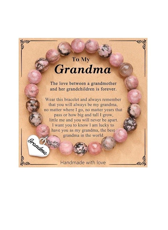 Heart Charm Bracelet for Grandma Mom Daughter Best Friend Sister Birthday Gifts Natural Stone Bracelet for Teen Girls Women  - Image 1